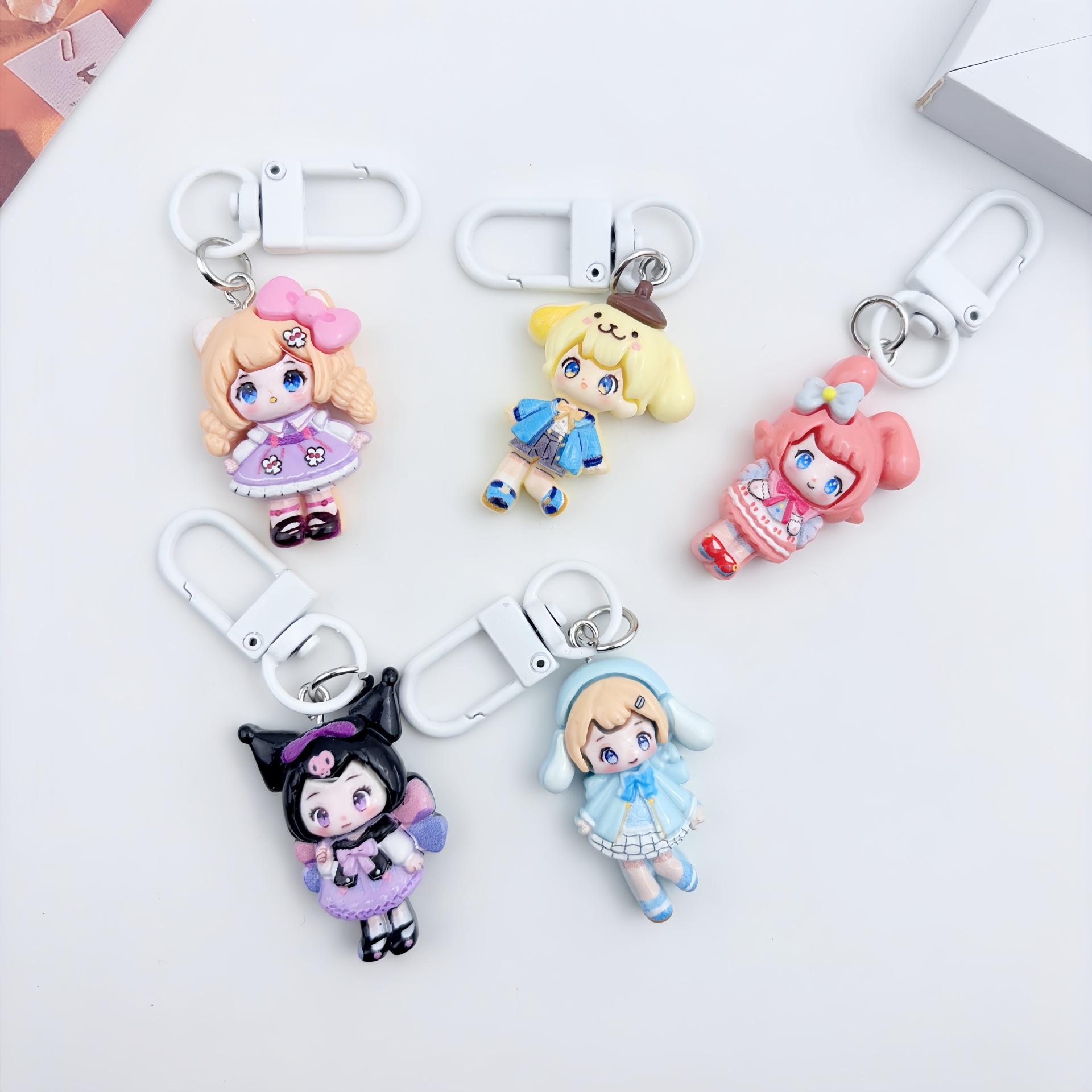 卡通三丽鸥小女孩树脂钥匙扣挂件少女心百塔书包挂链饰小礼物批发