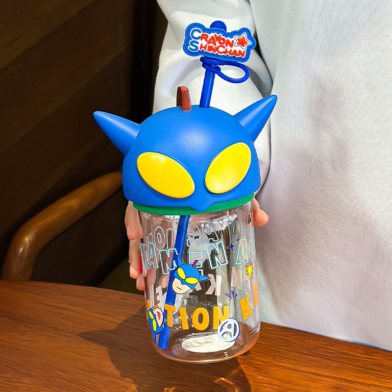 Crayón pequeño nuevo taza de vidrio de paja alta taza de borosilicano resistente a altas temperaturas taza de agua de oficina doméstica 2025 nueva chica