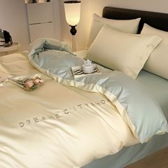 60 pieces of long-staple cotton four-piece set, all-cotton pure cotton, light luxury, high-end embroidered sheet set, bed sheet and bed rail cover set, solid color package