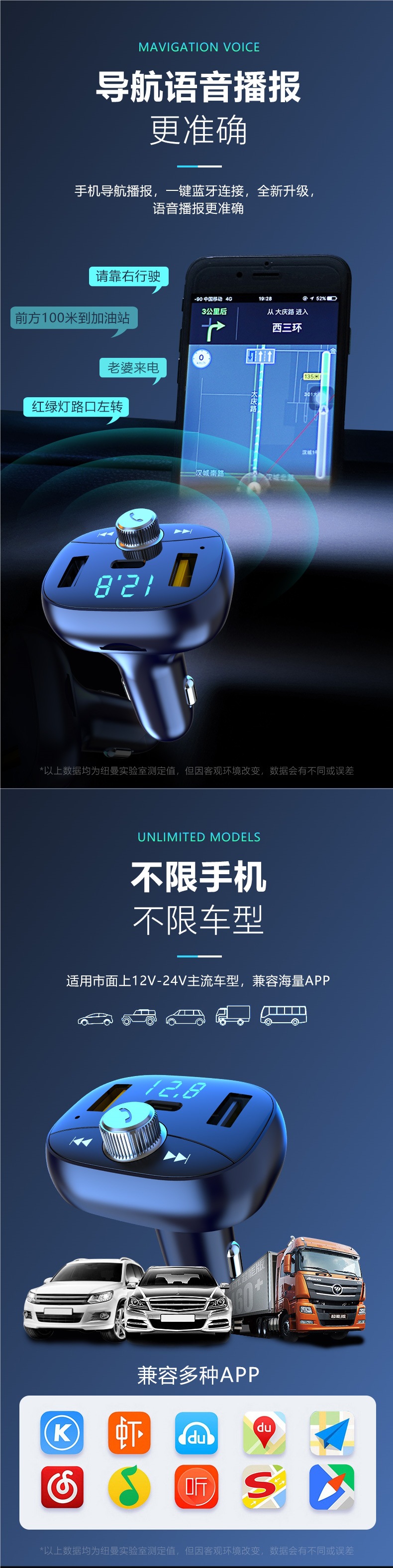Newman Car Bluetooth Receiver Mp3 Player Lossless Sound Quality Cigarette Lighter Charger Super Pd Fast Charge