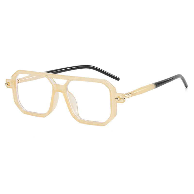 Retro Square Men's Sunglasses With Double Bridge Minimalist Style_voghion.com
