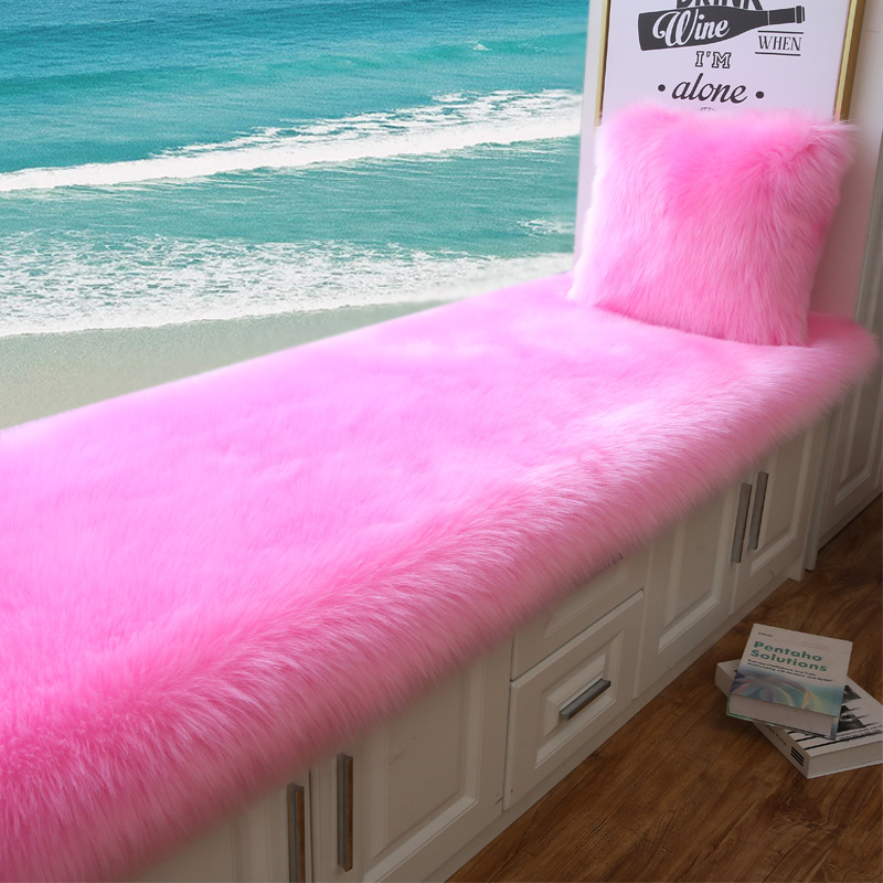 Plush Bay Window Cushion, Window Sill Balcony Seat Cushion, Long Plush Living Room Bedroom Carpet, Bedside Rug, Thickened Cross-Border Nordic Style