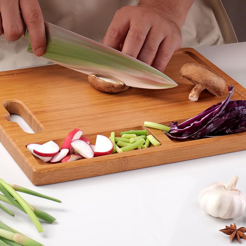 Tabla de cortar de bambú multifuncional doméstica con fregadero de flujo tabla de cortar verduras frutas bocadillos tabla de alimentos suplementarios para bebés bocadillos desayuno plato