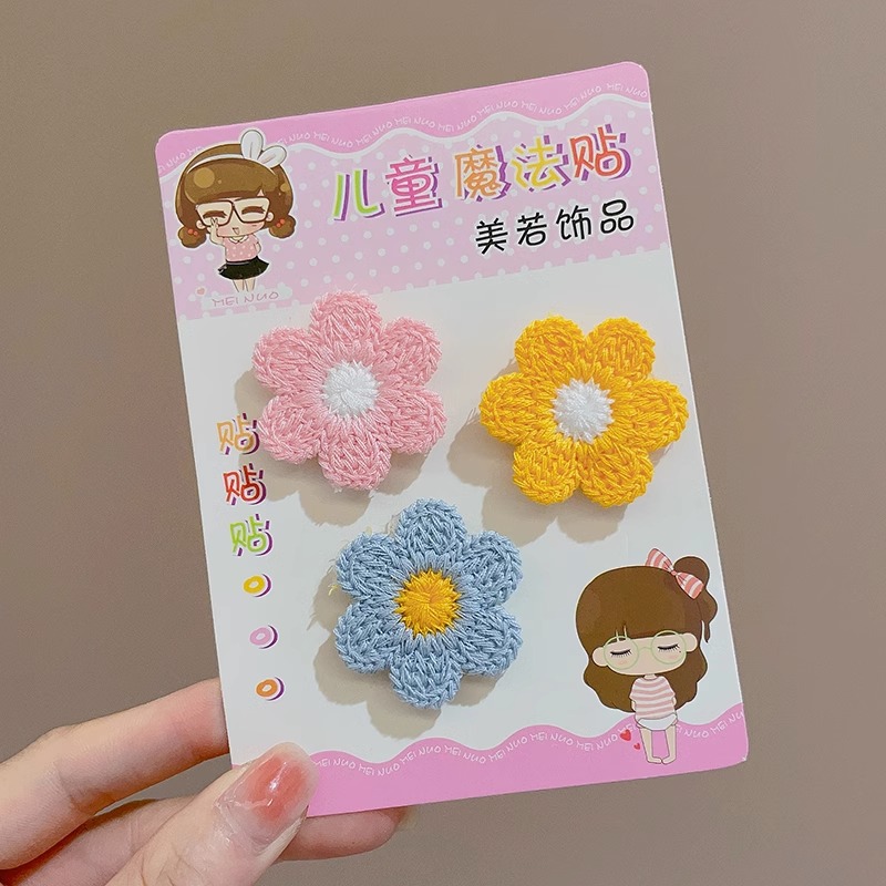 Niños lindos Velcro niñas flequillo pegatinas pelo roto artefacto bebé no hace daño pelo roto pegatinas de pelo horquilla tocado