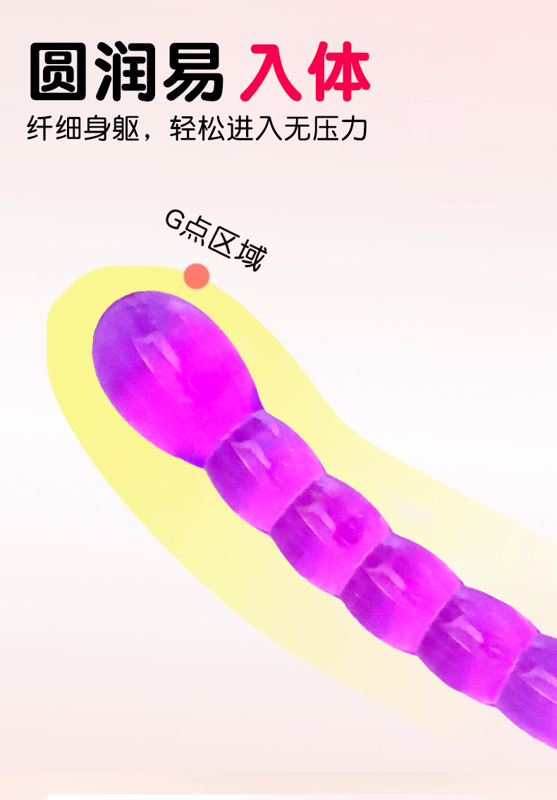Anal Beads & Plug Prostate Massager, TPE, Purple Battery-Powered — detail image 3