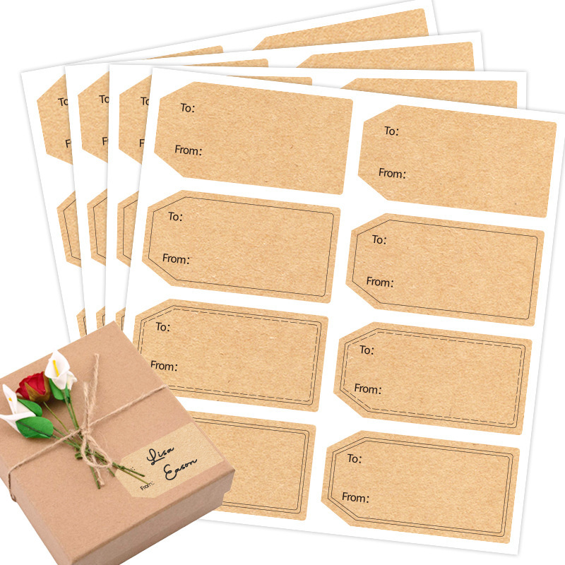 Cross-Border Hot-Selling Kraft Paper Date Stickers, Blank Writable Labels, Bottle Stickers, Holiday Gift Packaging, Self-Adhesive