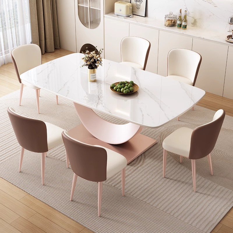 Luz de lujo Rock placa mesa de comedor y silla combinación moderna simple hogar pequeño apartamento sala de estar rectangular comedor mesa de comedor