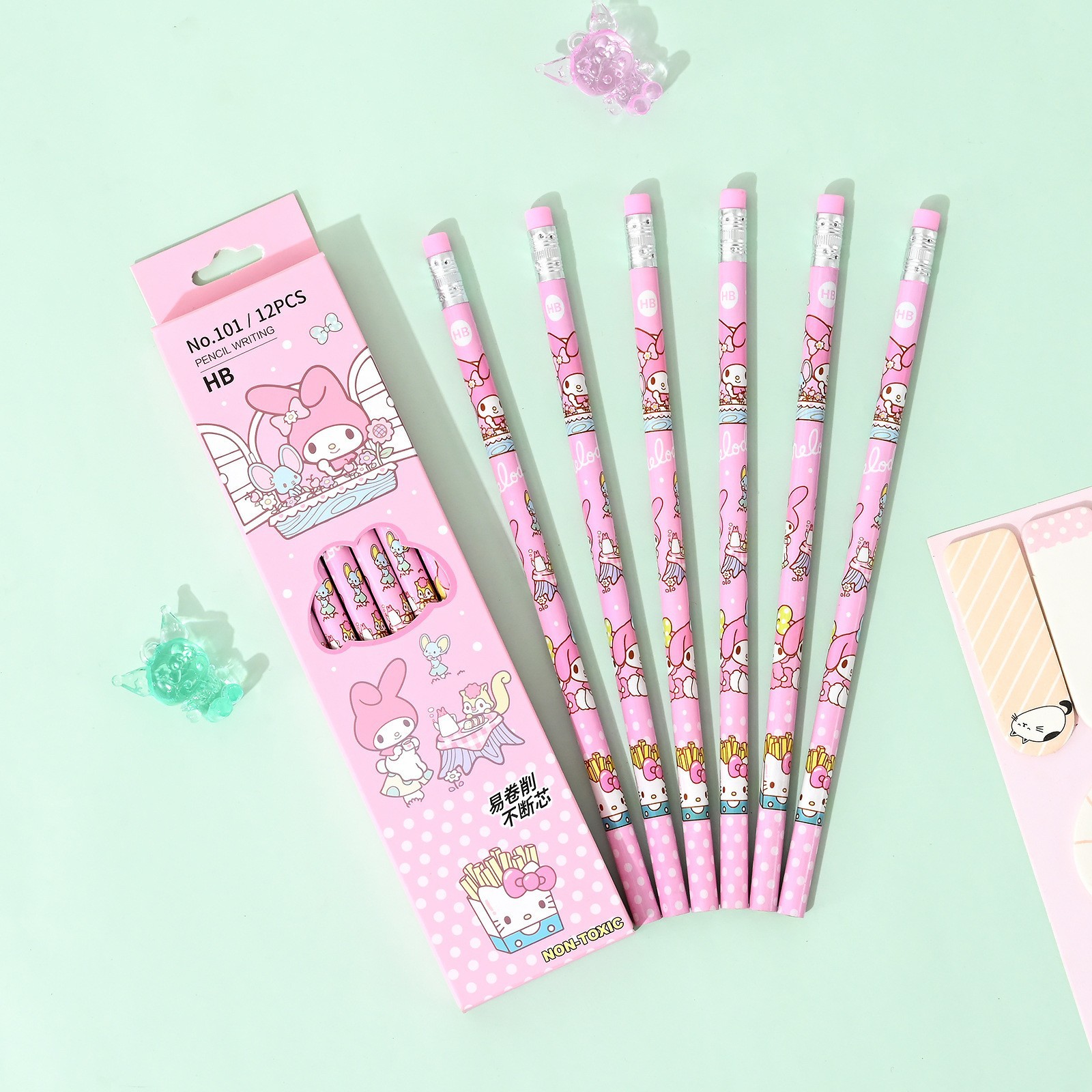 Creativo y lindo Sanrio Yugui Dog Kulomi Lápiz en caja para estudiantes Escritura y dibujo Lápiz de dibujo a lápiz HB