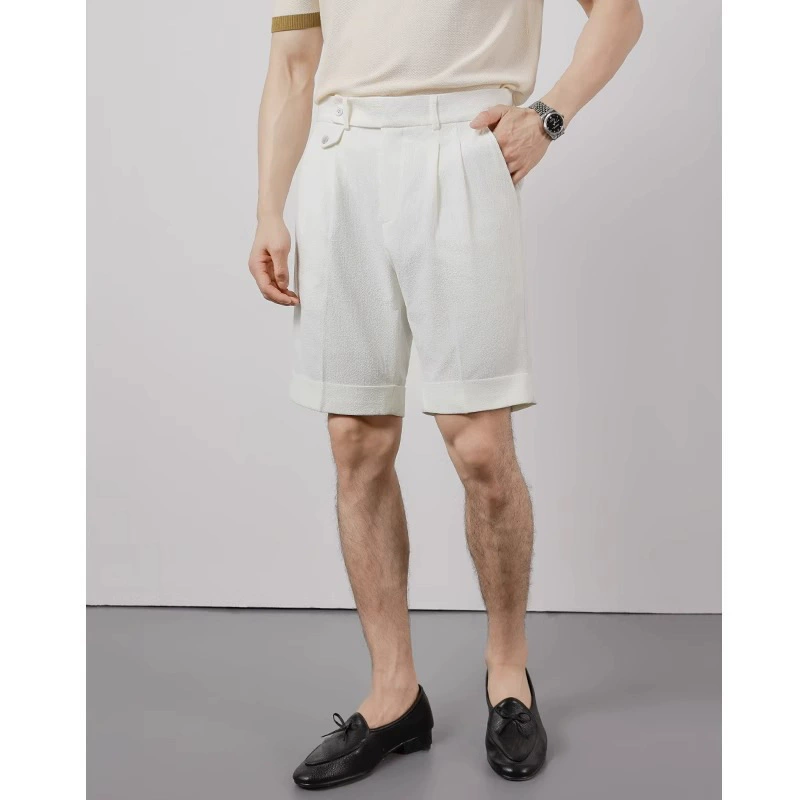 Легкий пузырь, мужские деловые шорты, летние новые бесплатные рулоны, прямые повседневные шорты