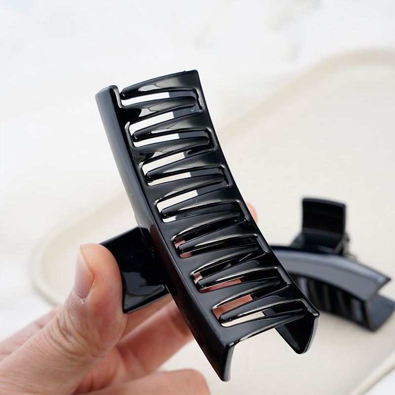 Pequeño clip de PC negro, clip de pelo sensorial de alto nivel, superficie brillante, menos clip de pelo de cola de caballo, material artesanal DIY