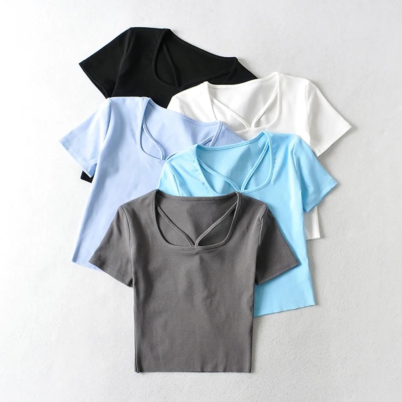 solid color slim T-shirt NSHS47171