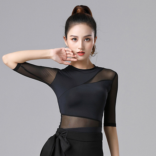 Modern dance clothes for women new shape Latin dance practice clothes for ballroom dance modern dance ballroom dance top mesh