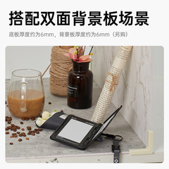 Plastic corner clip, 2nd generation&mdash;background panel accessory designed for use with items that can be clamped at a thickness of 0.48 cm to 0.7 cm.