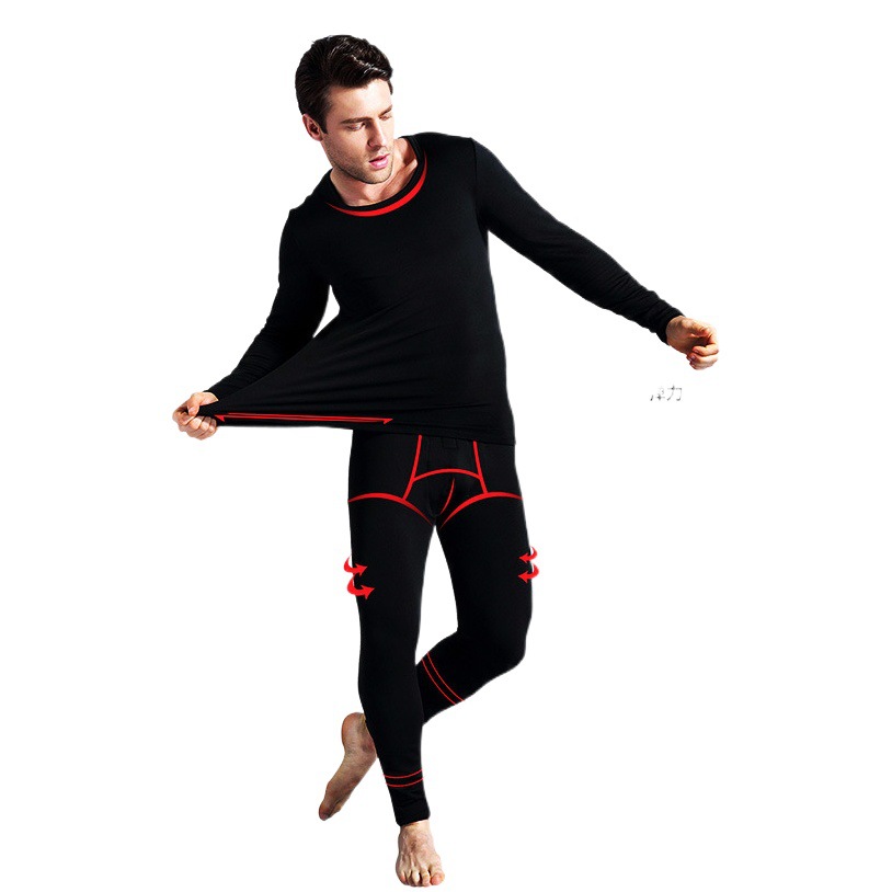 Ropa de otoño para hombre Pantalones largos traje de ropa interior térmica delgada camiseta de otoño e invierno forrada de lana engrosada slim fit invierno de los hombres al por mayor