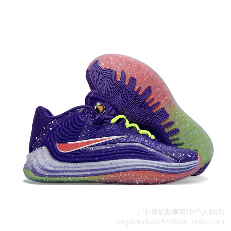 Mid-Top Practical Basketball Precision 7Th Generation Men's Breathable Lettered Sports Shoes Seasonal Dad-Style Jacquard Trendy Shoes