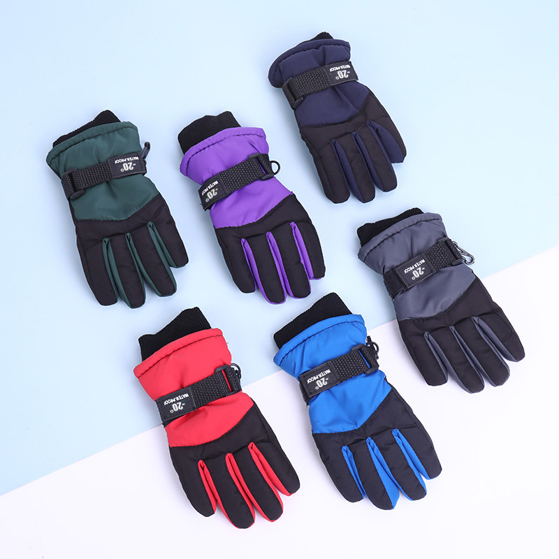 Guantes de esquí para niños invierno deportes al aire libre equitación engrosada antideslizante impermeable dedo escalada guantes calientes
