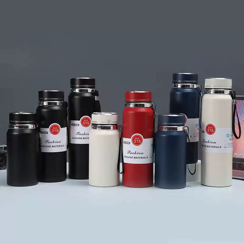 厂家直供不锈钢运动水壶大容量户外便携保温壶会销礼品吊带壶可定