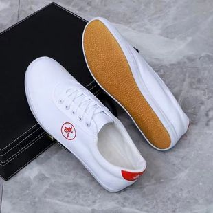 Tai Chi Practice Shoes, White Sneakers for Men and Women, Sports Shoes with Rubber Soles, Canvas Shoes for Martial Arts, Soft-Soled Shoes, White Sneakers