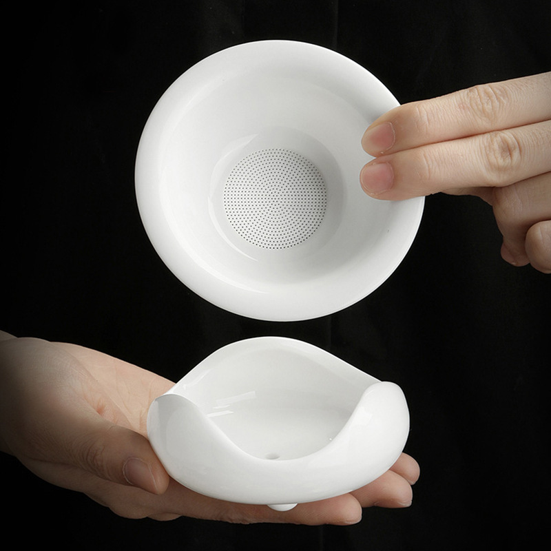 Dehua White Porcelain Sheep Fat Jade Tea Leakage Tea Filter Group All-Ceramic Integrated Perforated Tea Filter Tea Partiter Household Tea Ceremony Accessories Dehua White Porcelain Sheep Fat Jade Tea Leakage Tea Filter Group All-Ceramic Integrated Perforated Tea Filter Tea Partiter Household Tea Ceremony Accessories
