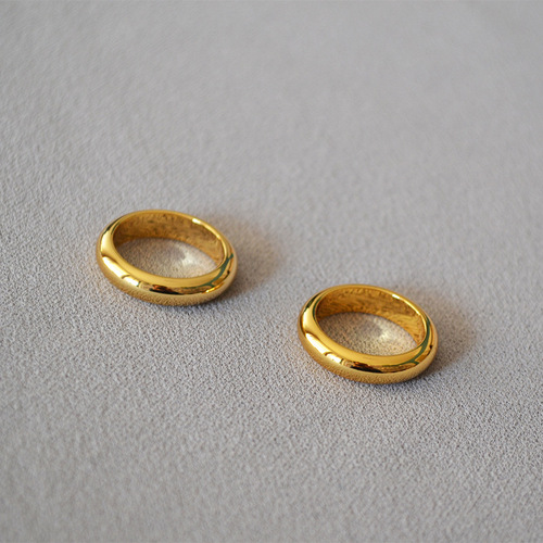 French Celine cool style minimalist fashionable versatile adjustable plain gold-plated copper ring for index finger women