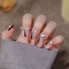 Ice Crystal Pure Desire Wearable Nail Art French Black Edge Sparkling Diamond Nail Sticker Nail Film Wholesale
