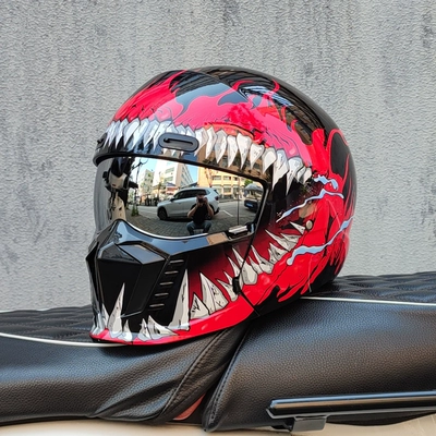 Motosiklet dəbilqələri — All Year Round - m-red-phantom-flame-silver-plated