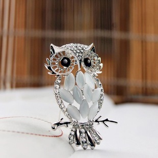 Korean style fashion personalized cartoon Opal owl brooch European and American fashion high-end diamond animal brooch wholesale