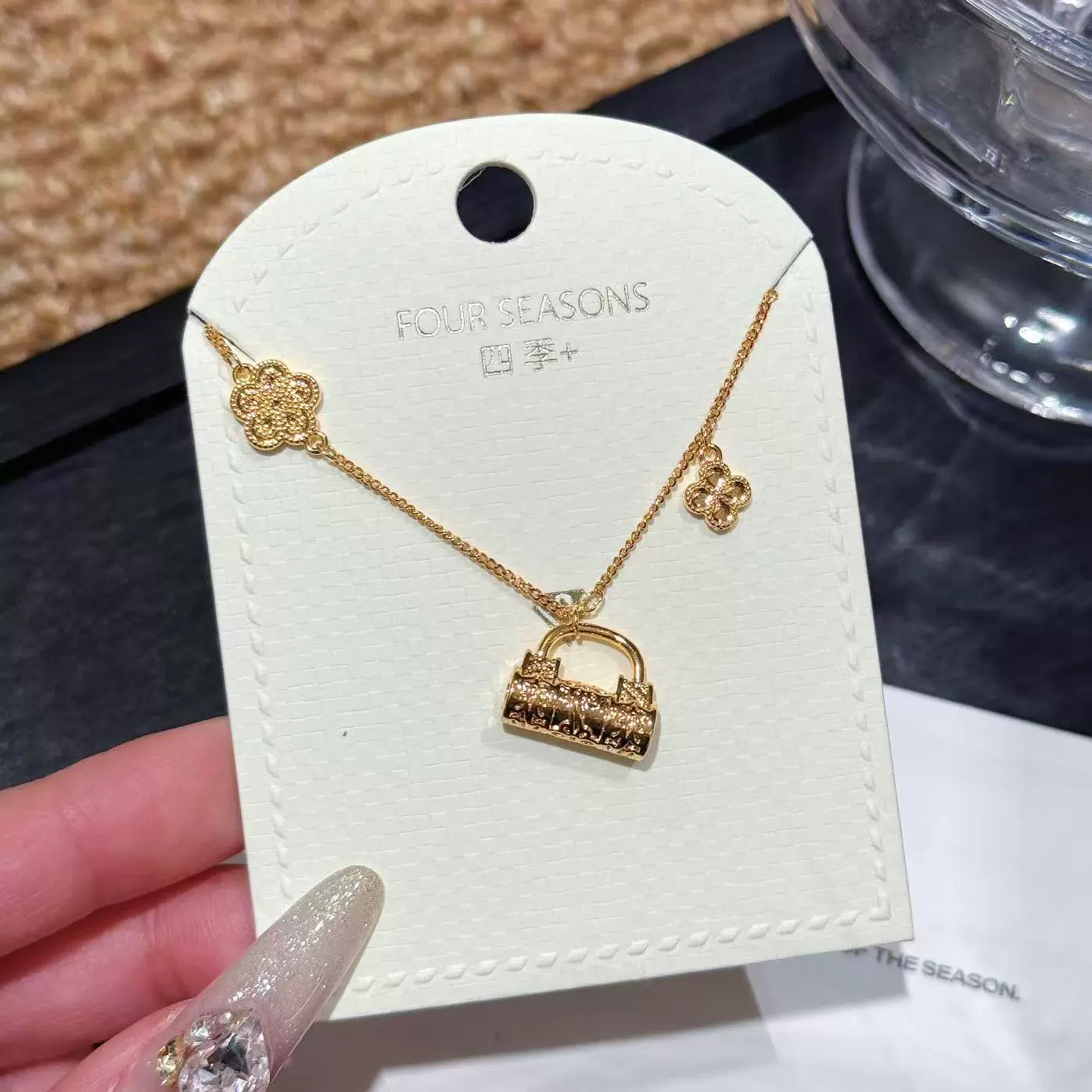 如意锁项链时尚轻奢中国风锁骨链国潮精致首饰百搭花朵平安锁项链