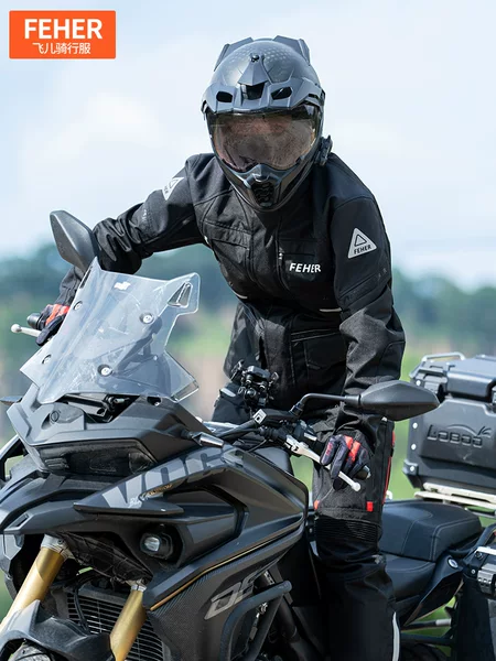 Feher Motorcycle Riding Suit Set, All-Season Rally Suit, Motorcycle Long-Distance Touring Windproof and Waterproof Jacket