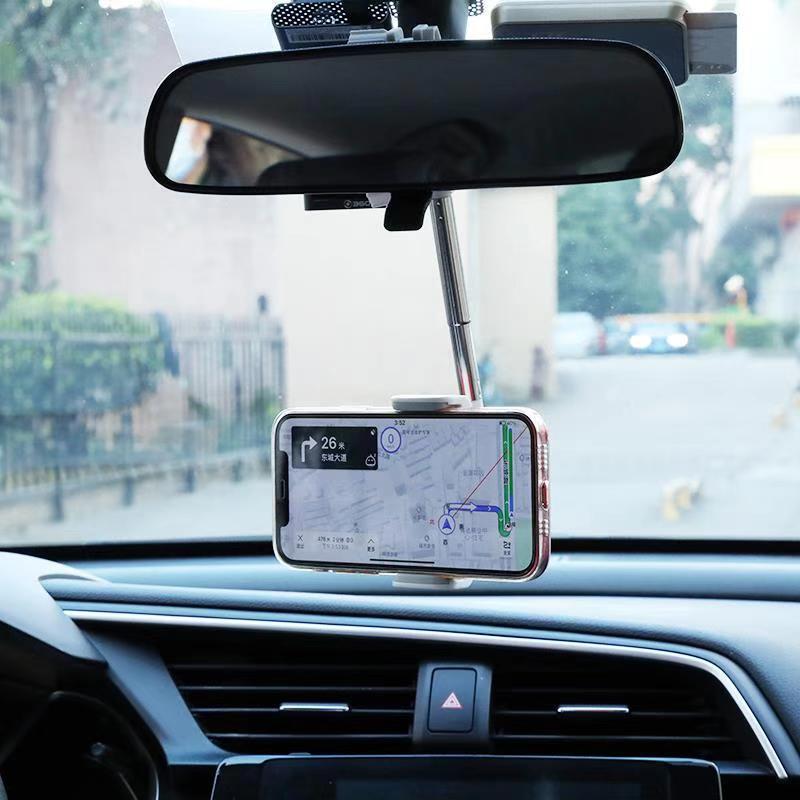 Car Rearview Mirror Mobile Phone Holder Multi-functional Interior Supplies Car Navigation Mobile Phone Holder Snap-on