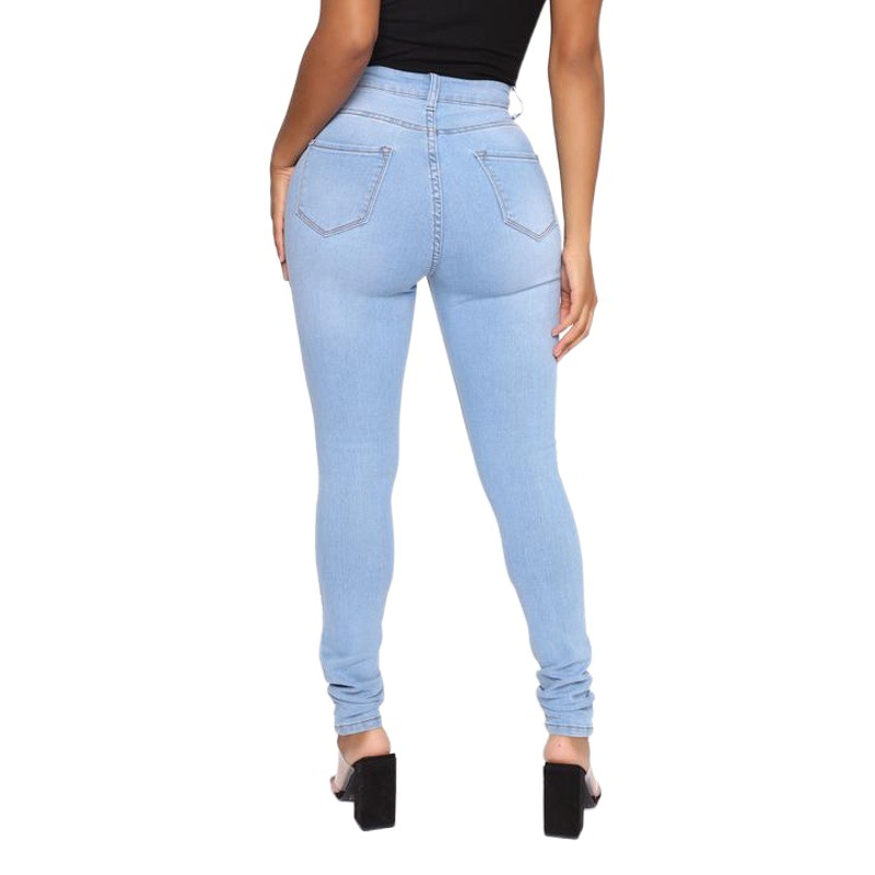 Jeans de Mujer de Cintura Alta, Elásticos y Ajustados, Moda Transfronteriza Europea y Americana