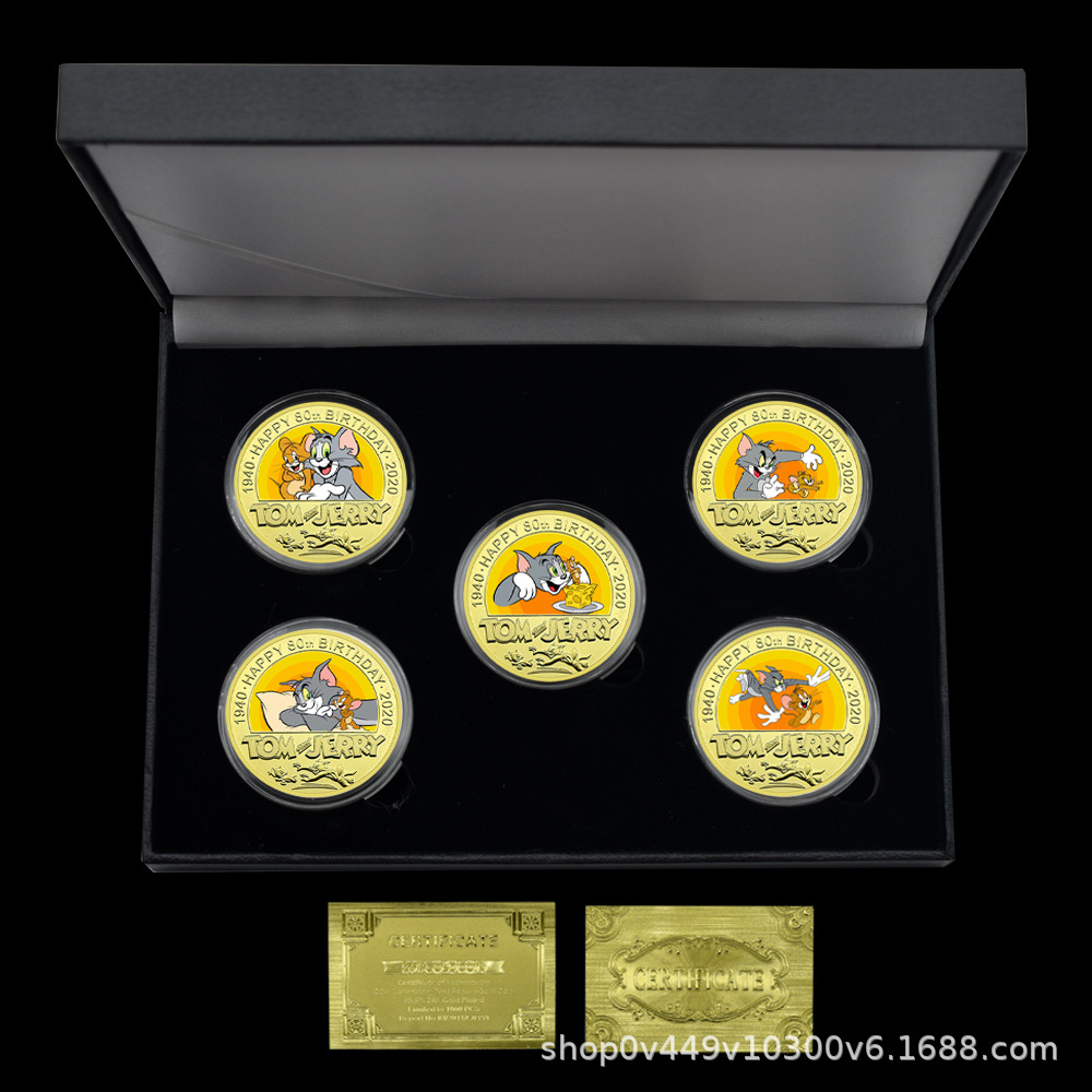 Cat and Mouse Classic Japanese Anime Coin Manga Golden Day Man Metal Moneda conmemorativa Medalla conmemorativa