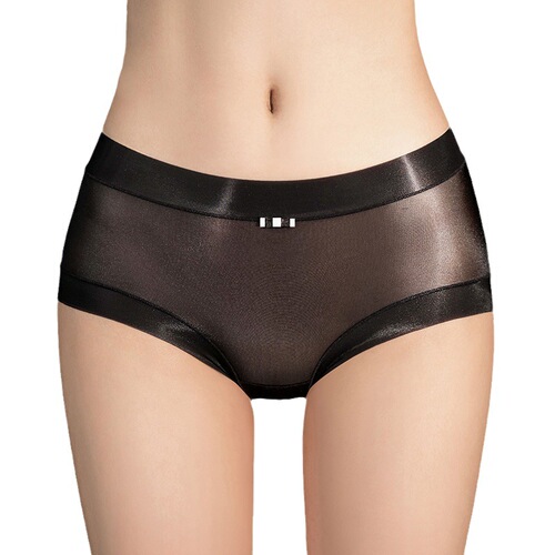 New shiny ice silk women's seamless low-waist pure desire underwear, feminine ultra-thin transparent personalized briefs