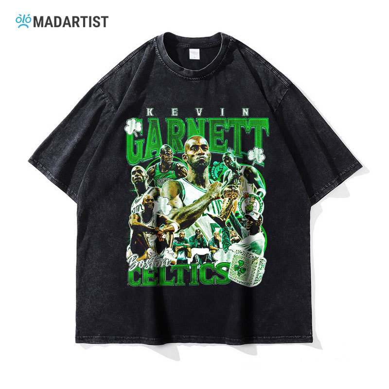 Kevin Garnett T-shirt Kevin Garnett Washed Old Short-sleeved American Style Retro Printed Half-sleeved Trendy Brand Kevin Garnett T-shirt Kevin Garnett Washed Old Short-sleeved American Style Retro Printed Half-sleeved Trendy Brand