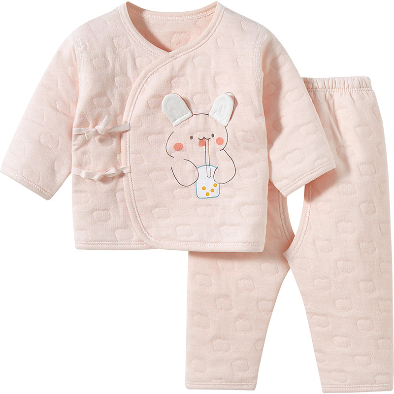 Ropa de bebé recién nacido Otoño e Invierno recién nacido acolchado cálido split algodón fino tocando fondo monje otoño ropa bebé ropa interior traje