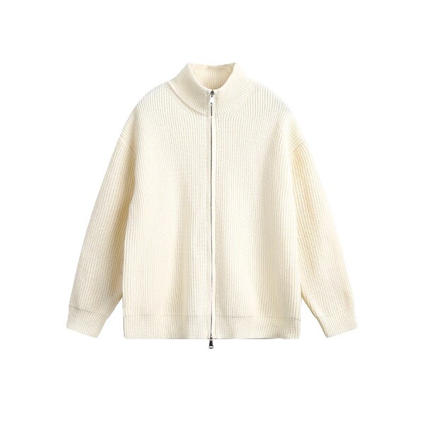 Solid color cardigan with zipper