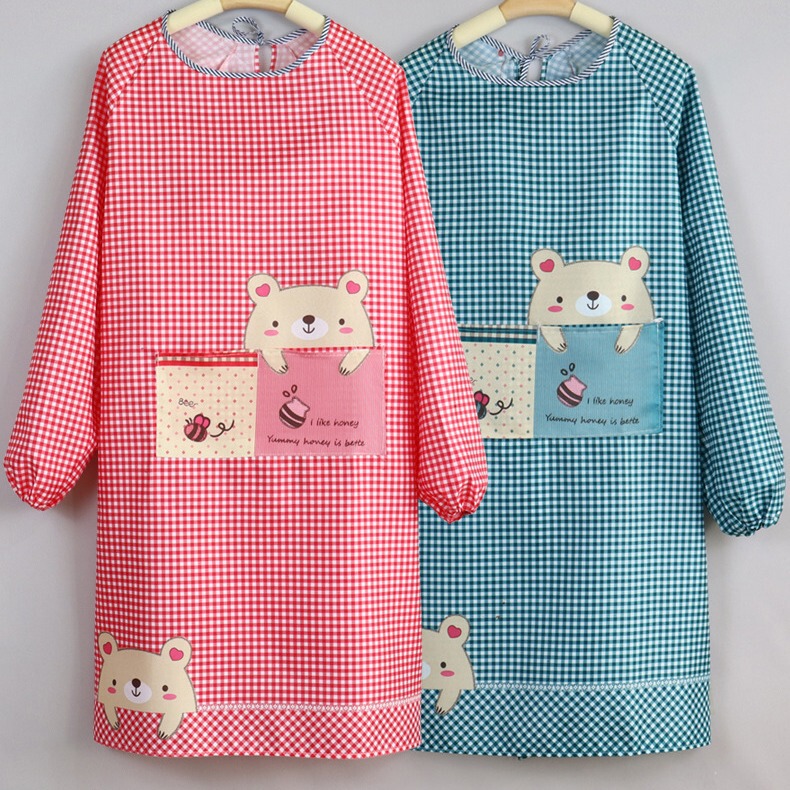 Korean-style fashion apron anti-dirty oil-proof apron long-sleeved coverall adult anti-dressing waist cooking apron overalls