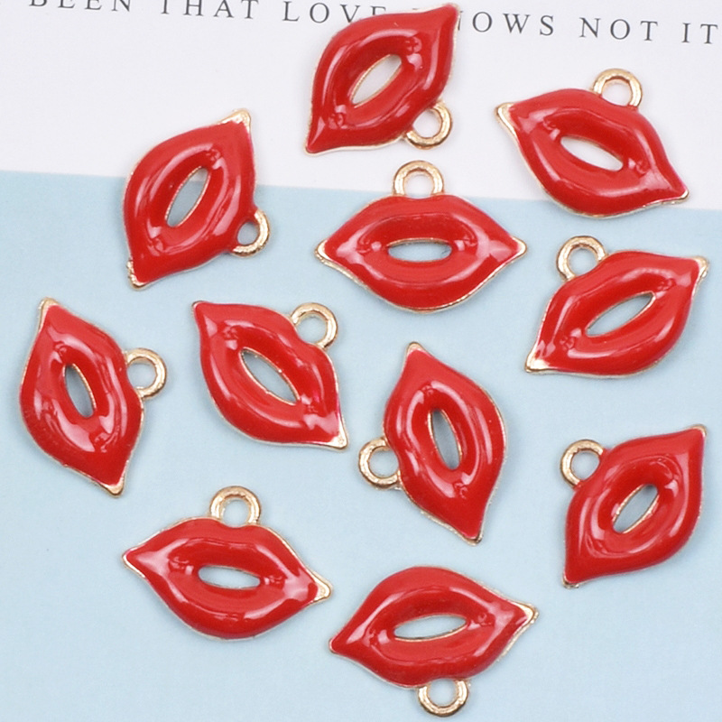 10 Pcs/package Simple Style Lips Alloy Enamel Jewelry Accessories display picture 4