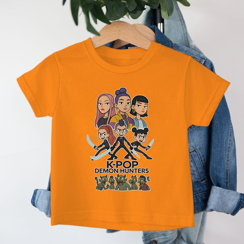 クロスボーダー KPop デーモンハンターデーモンハンターグループプリントコットン Tシャツ夏のファッション子供カジュアル半袖|undefined