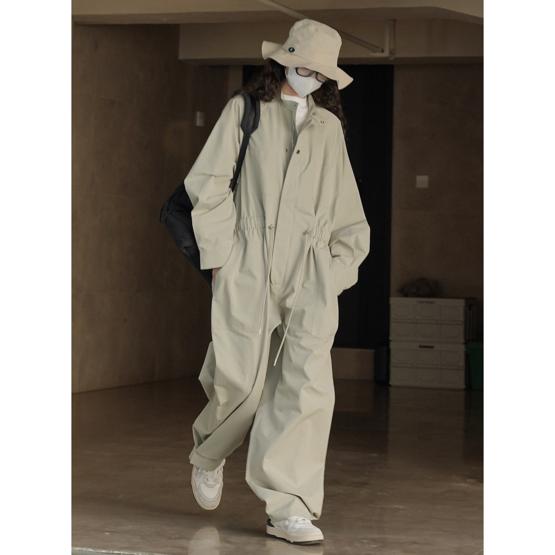 Lufu principios de otoño nuevo estilo japonés estilo de montaña al aire libre perfil herramientas Mono suelta pantalones casuales cómodos para las mujeres