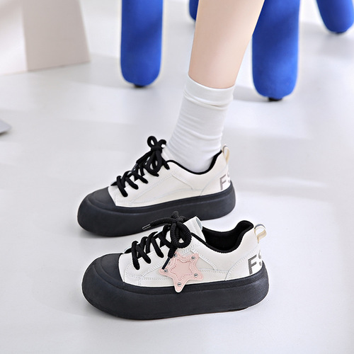 Thick-soled casual bread shoes big-head ugly cute shoes for women  summer new round-head cute white shoes pink women's shoes sneakers
