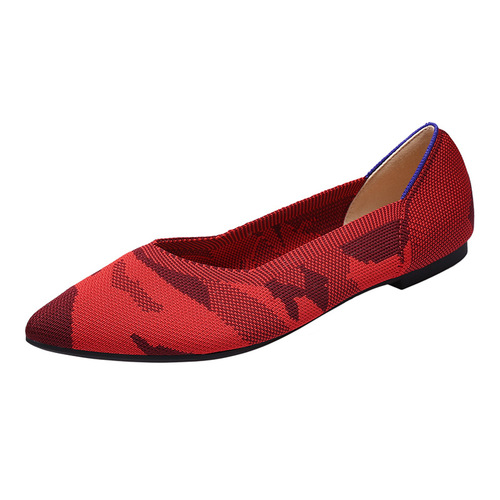 Egg Roll European & American Princess Shoes for Spring/Fall, Flyknit Single-Layer Shoes in Size 40, 41, and 43—Soft Sole, Knitted Design, with a Pointed Toe.