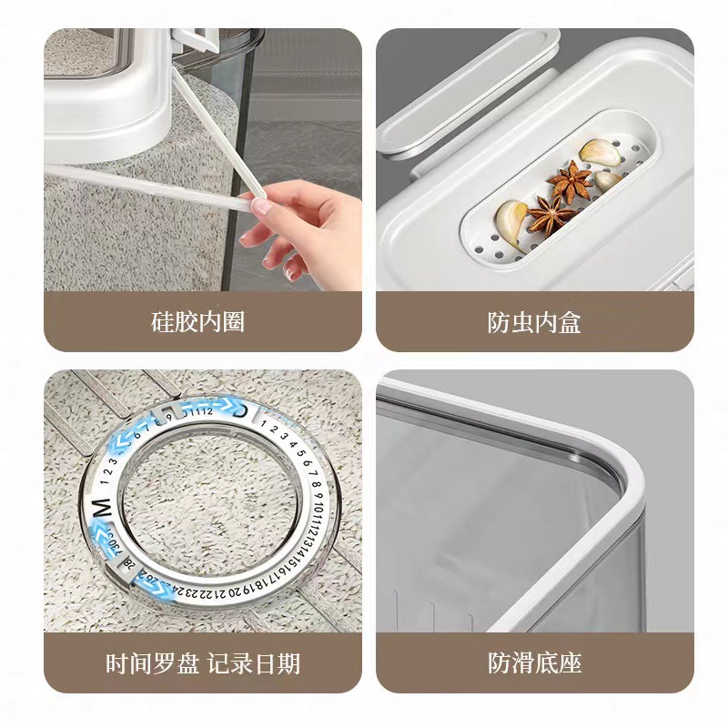 Sustainable Style Rice Bucket 30 lbs Household Moisture-Proof Sealed Flour Storage Can Rice Storage Box Grain Container Rice Barrel Box