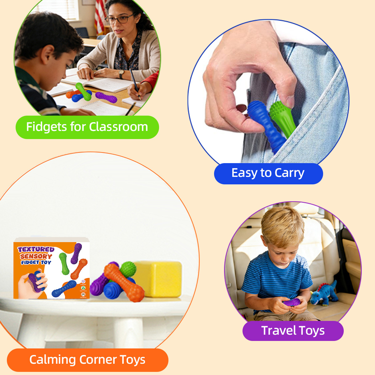 Amazon transfronterizo nuevos juguetes sensoriales para niños sensoriales barra de textura creativa descompresión juegos de juguetes de silicona al por mayor