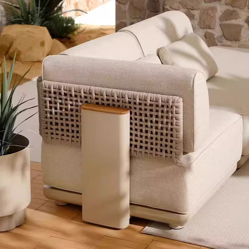 Muebles al aire libre creativos impermeables casa combinación sofá de caña doble mesa de comedor silla terraza silla de balcón
