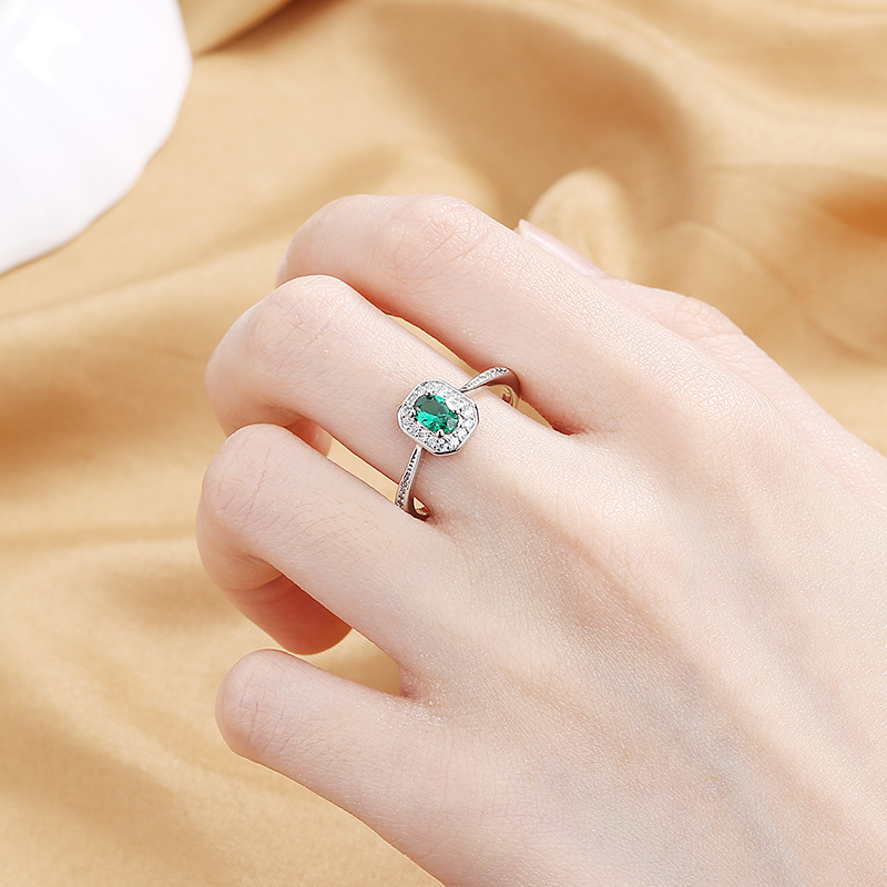 Copper Material Rectangle Pattern Women'S Gender Inlay Design 1 Piece Fashion Rectangle Copper Inlay Zircon Rings