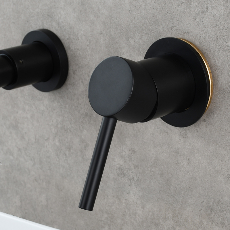 Montado en la pared de acero inoxidable cuenca caliente y fría del grifo oculta grifo lavabo de lavado de manos incrustado grifo