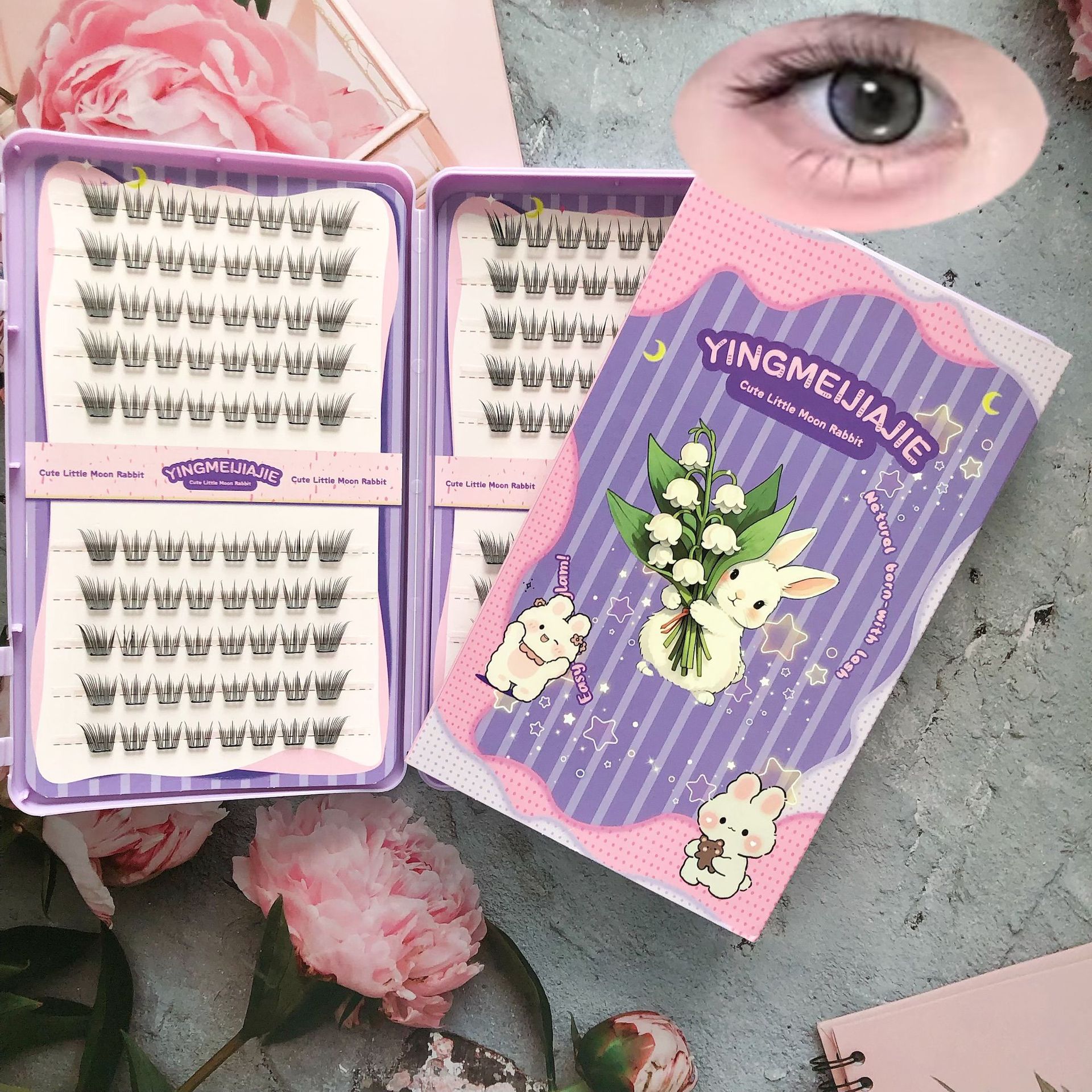 20 filas de paquete de caja de regalo de pestañas falsas transfronterizas, pestañas falsas densas, pestañas falsas sin pegamento.