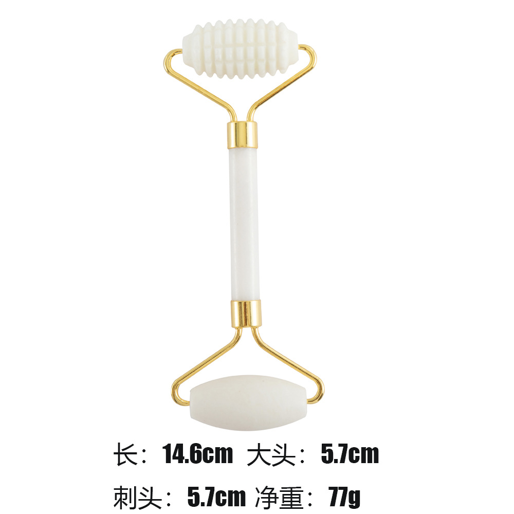 Juego de tres piezas de rodillo de jade natural y tabla de gua sha, dispositivo de belleza para masaje facial, lámina de gua sha facial, fabricante de rodillos de jade