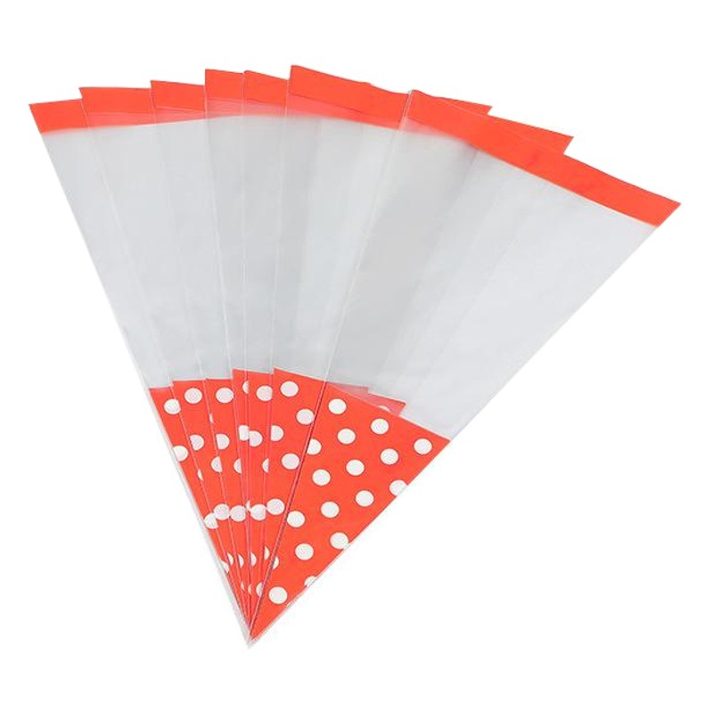 Bolsas triangulares OPP de grado alimenticio impresas Bolsas de dulces de Navidad de Halloween Bolsas de embalaje de galletas de cono de helado